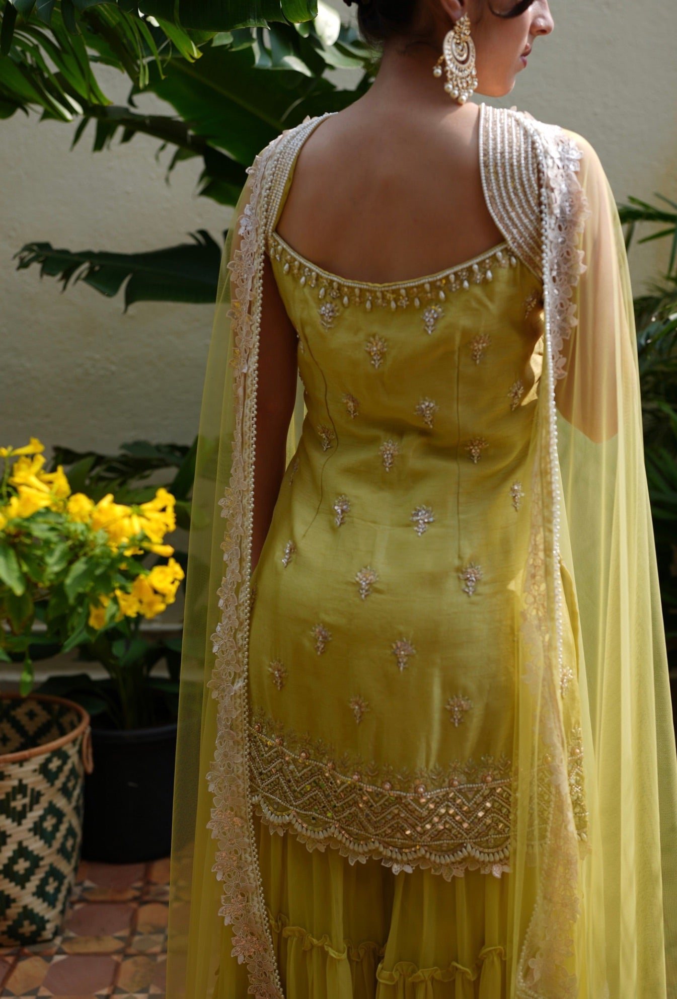Yellow sharara set