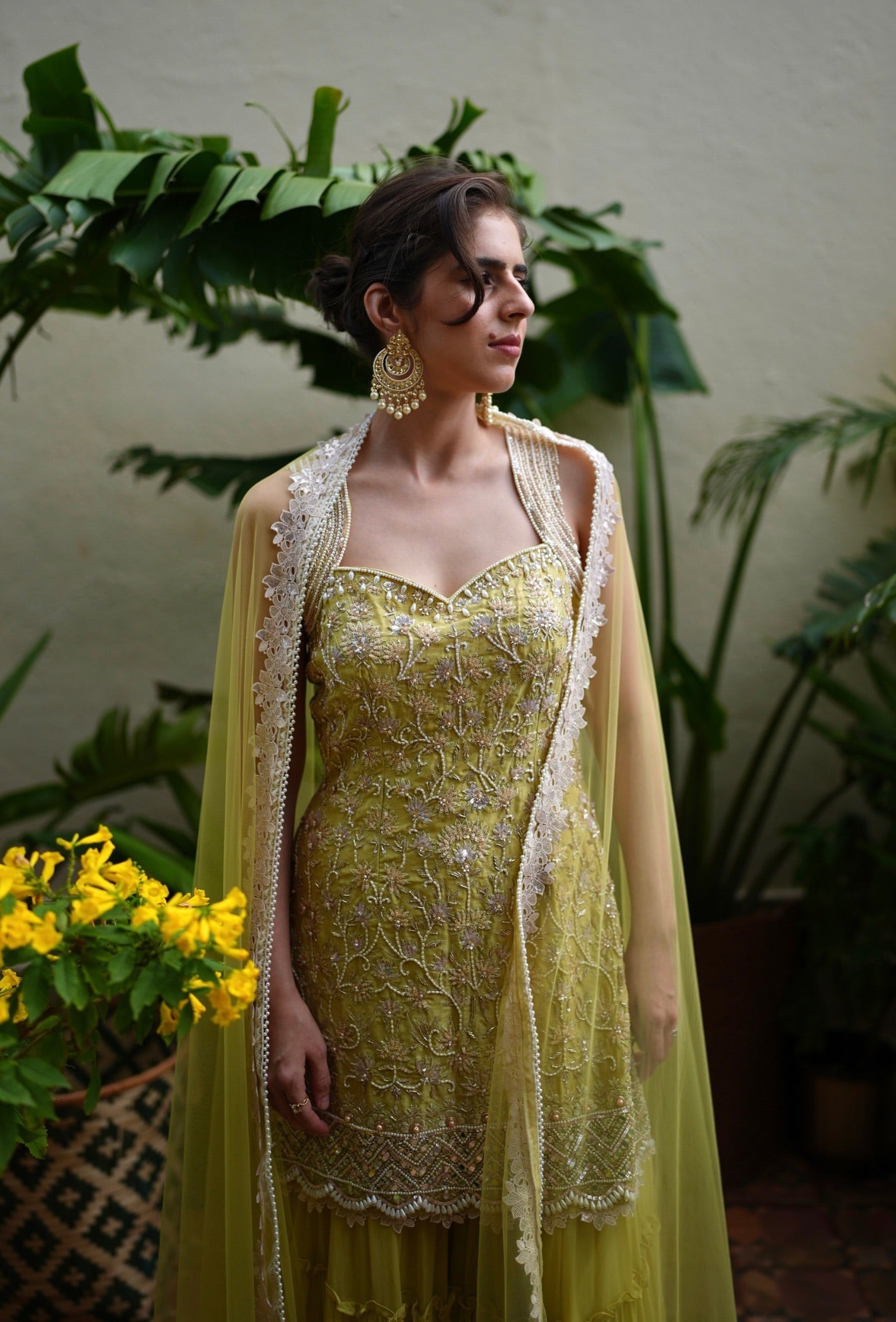 Yellow sharara set