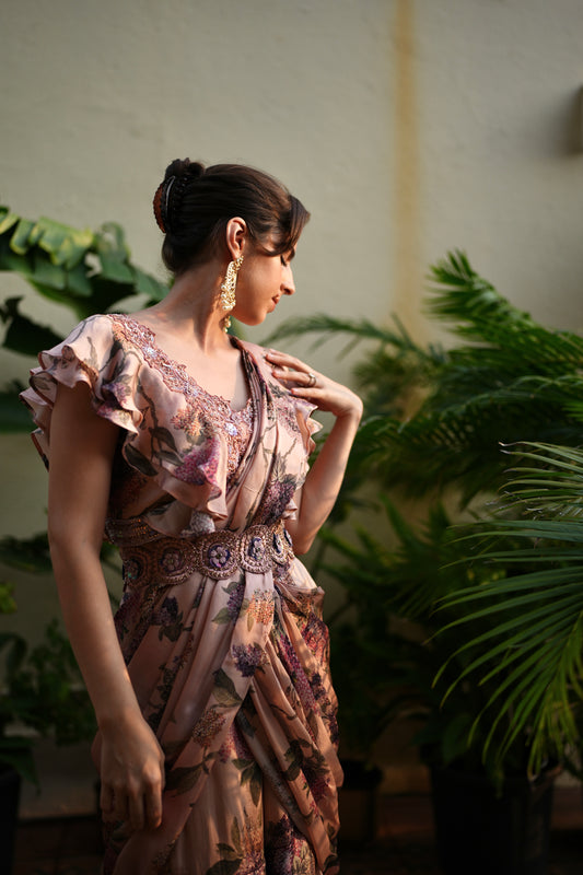 Floral pant saree